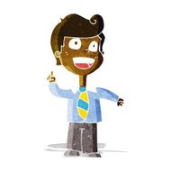 cartoon school boy raising hand N2