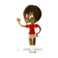cartoon pretty woman waving N16