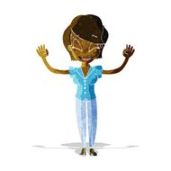 cartoon pretty woman with hands in air N2