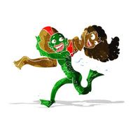cartoon swamp monster carrying girl in bikini N2
