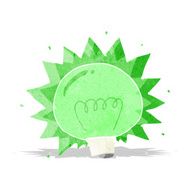 cartoon flashing green light bulb