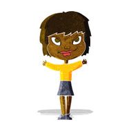 cartoon woman waving arms N3