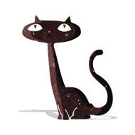 cartoon black cat N32