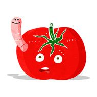 cartoon tomato with worm