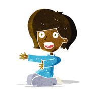 cartoon shocked woman on knees