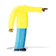 cartoon headless man pointing