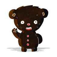 cartoon waving black bear cub N5