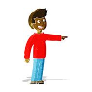 cartoon happy man pointing and laughing