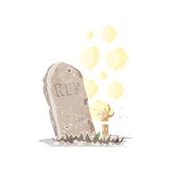 Cartoon Zombie Rising From Grave N9