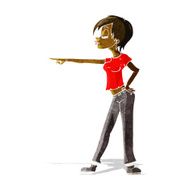 cartoon hip woman pointing N2