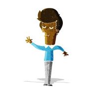 cartoon bored man waving N2