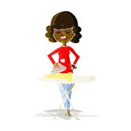 cartoon woman ironing