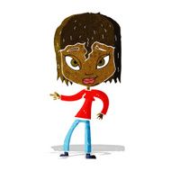 cartoon relaxed woman pointing