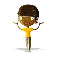 cartoon woman holding arms in air N2