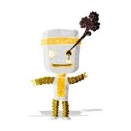 cartoon funny gold robot