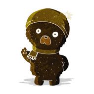cartoon cute black bear in winter hat and scarf