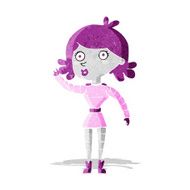 cartoon robot woman waving N3