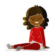 cartoon happy woman sitting on floor N4