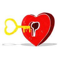 cartoon heart with key