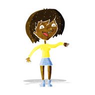 cartoon waving woman N21