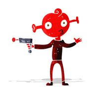 cartoon alien with ray gun N2