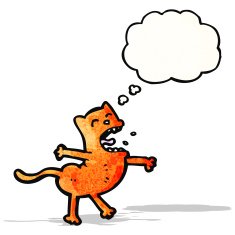 cartoon cat with thought bubble N99