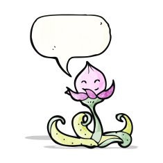 cute cartoon flower with speech bubble N3