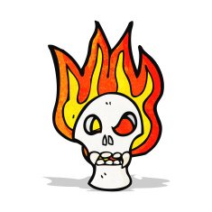 flaming skull cartoon N10