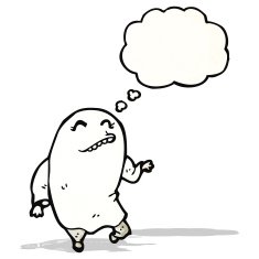 dancing ghost with thought bubble cartoon N2