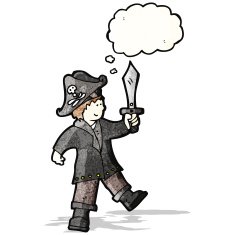 cartoon pirate with thougth bubble