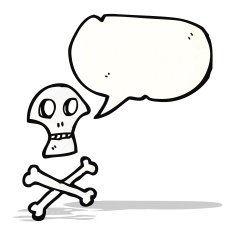 skull and crossbones symbol with speech bubble N3