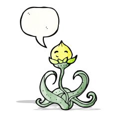 cartoon flower with speech bubble N69