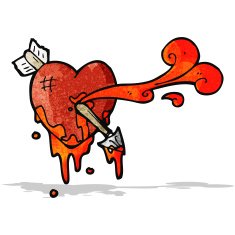 cartoon heart shot with arrow
