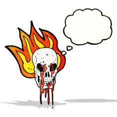 spooky skull with thought bubble