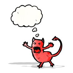 little devil with thought bubble