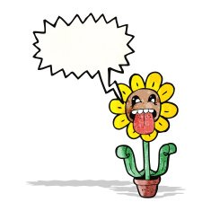 cartoon flower with speech bubble N70