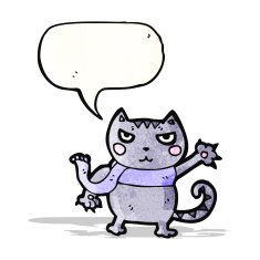 cartoon cat with speech bubble N89