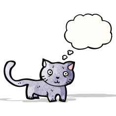 cartoon cat with thought bubble N102