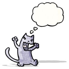 cartoon cat with thought bubble N103