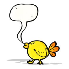 funny bird with speech bubble cartoon N2