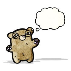 cartoon teddy bear with thought bubble N176
