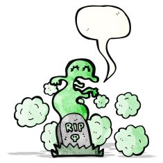 spooky ghost rising from grave