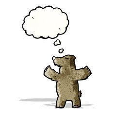 cartoon bear with thought bubble N34