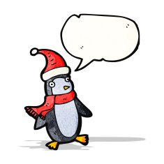 cartoon christmas penguin with speech bubble N3