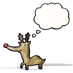 cartoon reindeer with thought bubble N8