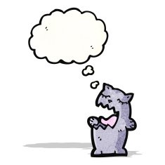 cartoon cat with thought bubble N104
