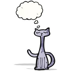 cartoon cat with thought bubble N105