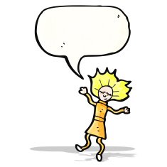 cartoon doll with speech bubble N2