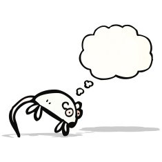 cartoon white mouse with thought bubble N11