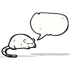 cartoon white mouse with speech bubble N13
